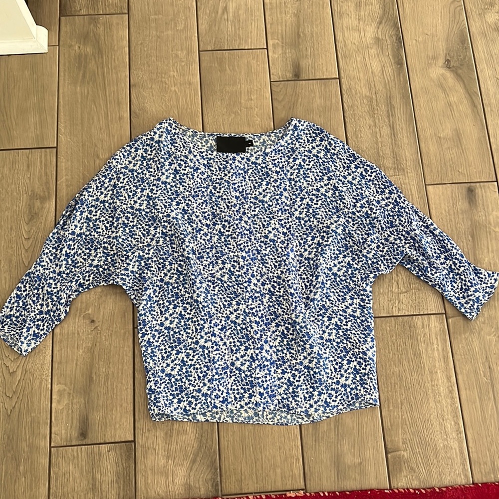 No. 6 blue ditsy flower silk top